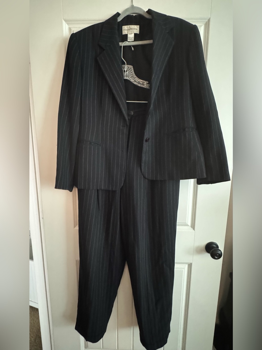 Evan Picone Black Pinstripe Two-Piece Suit